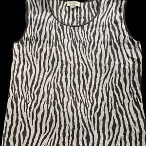 Jones New York Black and White Zebra Stiped Tank Top Size 2x